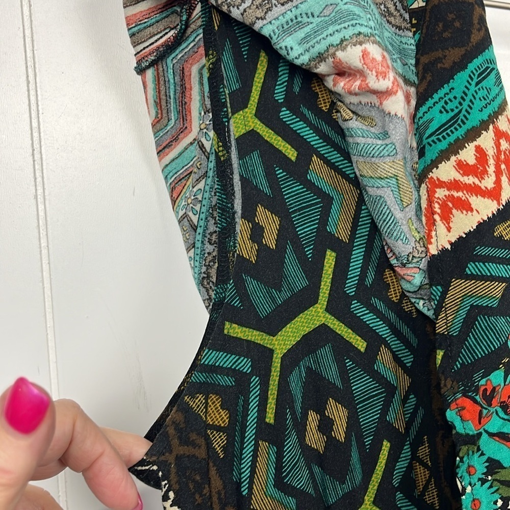 Flying Tomato Womens Mini Dress M Black Green Tribal Print Embroidery 100% Rayon - Picture 10 of 13